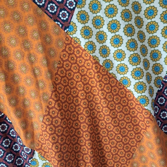 Cato Faux Patchwork Pleated Puff Sleeve Top sz M - Picture 4 of 11